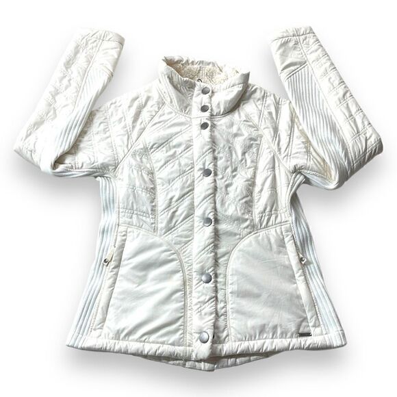 prAna Diva Softshell Jacket Womens Small S White Button Zip Front Sherpa Lined - Picture 6 of 14